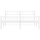 ZNTS Metal Bed Frame without Mattress with Footboard White 193x203cm 372350