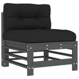 3 Piece Garden Lounge Set with Cushions Grey Solid Wood 3186034
