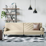 Sofa Bed with Armrests Cream Fabric 351934