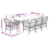 9 Piece Garden Dining Set with Cushions Grey Poly Rattan 3212193