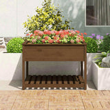 Planter with Shelf Honey Brown 111.5x111.5x81 cm Solid Wood Pine 823804