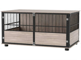 100cm Furniture Style Dog Crate Dog Cage End Table Indoor with 3 Doors Soft Washable Cushion, for T3398P376383