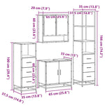 ZNTS 4 Piece Bathroom Furniture Set Grey Sonoma Engineered Wood 3301278