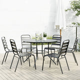 Stackable Garden Chair Set 7 pcs Anthracite Powder-coated Steel 3283767