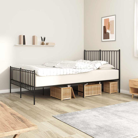 Metal Bed Frame without Mattress with Footboard Black 120x200cm 350880
