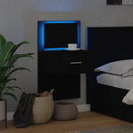 ZNTS Wall-mounted Bedside Cabinet with LED Lights Black 848159