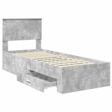 Bed Frame Concrete Grey and Silver 70 x 190 cm Engineered Wood 3410961