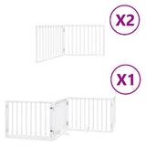 Dog Gate with Door Foldable 8 Panels White 640 cm Poplar Wood 3155562