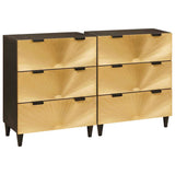 Sideboard Set 2 pcs Black and Brass 120 x 33 x 75 cm 3310022