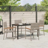 Garden Dining Set with Cushion 5 pcs Grey Poly Rattan 3379711