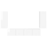 TV Wall Cabinet Set 4 pcs High Gloss White Engineered Wood 3408920