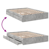Bed Frame with Drawers without Mattress Concrete Grey 135x190 cm Double 3280695