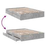 Bed Frame with Drawers without Mattress Concrete Grey 135x190 cm Double 3280695