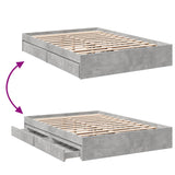 Bed Frame with Drawers without Mattress Concrete Grey 135x190 cm Double 3280695