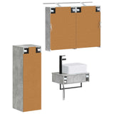 Bathroom Cabinet Set 4 pcs Concrete Grey Engineered Wood 3407386