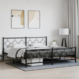 Metal Bed Frame without Mattress with Footboard Black 193x203cm 376250