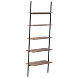 5-Tier Leaning Shelf Dark Brown and Black 64x34x185,5 cm 336377