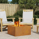 Fire Pit Brown 60 x 60 x 30 cm Weathering Steel 858919