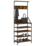 Clothes Rack with Shoe Storage Smoked Oak 70x34x184 cm 837874