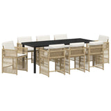 Garden Dining Set 9 pcs Beige Poly Rattan 3380788