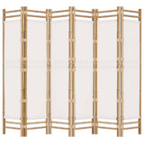 Folding 6-Panel Room Divider 240 cm Bamboo and Canvas 350626