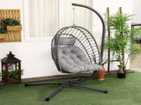 Outdoor PE Rattan Swing Chair with Foldable Basket and Cushion, Garden Patio Hanging Egg Chair with T3398P325254