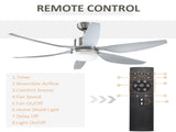 Reversible Ceiling Fan with Light, 6 Blades Indoor Modern Mount LED Lighting Fan with Remote T3398P341458
