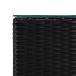 Side Tables 3 pcs with Glass Top Black Poly Rattan 46984