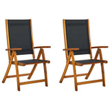 Folding Garden Chairs 2 pcs Solid Acacia Wood and Textilene 41747