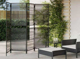 Room Divider 4 Panels Black Poly Rattan 365392