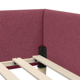 Corner Bed Frame with Headboard Wine Red 90 x 200 cm Fabric 42016120