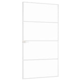 Interior Door White 102x201.5 cm Tempered Glass&Aluminium Slim 153669
