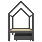 Kids Bed Frame with Drawers Dark Grey Solid Pine Wood 90x200cm 322144