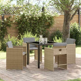 Garden Dining Set 5 pcs Beige Poly Rattan 3380709