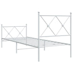 Metal Bed Frame without Mattress with Footboard White 75x190cm 376559