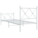 Metal Bed Frame without Mattress with Footboard White 75x190cm 376559