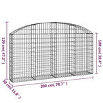 Arched Gabion Basket 200x30x100/120 cm Galvanised Iron 153465