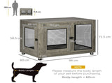 2-in-1 Dog Cage & Side Table, with Two Doors, Cushion, for Large Dogs T3398P425262