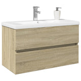 2 Piece Bathroom Furniture Set Ceramic and Engineered Wood 3307663