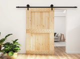 Sliding Door Natural and Black 95 x 210 cm Solid Pine Wood 3445162