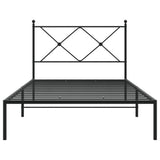 Metal Bed Frame without Mattress with Headboard Black 100x200cm 376497