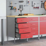 Work Cabinet with Drawer 2 pcs Red and Grey 100 x 55 x 85 cm 3321363