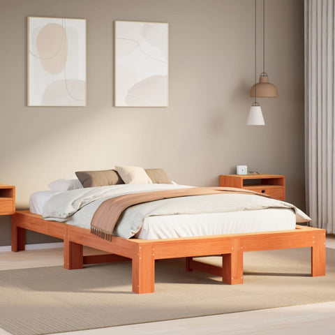 Bed Frame without Mattress Wax Brown 120x190 cm Small Double Solid Wood Pine 3308752