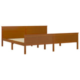 Bed Frame Honey Brown Solid Pine Wood, Plywood Double Durable 322194