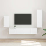 TV Cabinet Set Wall-mounted 4 pcs White Engineered Wood 3409006