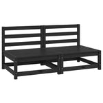 Garden Middle Sofas 2 pcs Black Solid Wood Pine 805684
