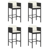 Bar Stool Set of 4 Black Poly Rattan, Powder-Coated Steel 316676