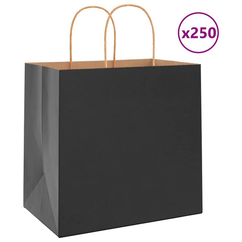 ZNTS Paper Bags 250 pcs with Handles Black 26x17x25 cm 4101647