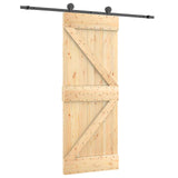 Sliding Door Natural and Black 70 x 210 cm Solid Pine Wood 3444983