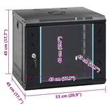 Network Cabinet with Storage Black 53 x 45 x 45 cm Steel 42017651